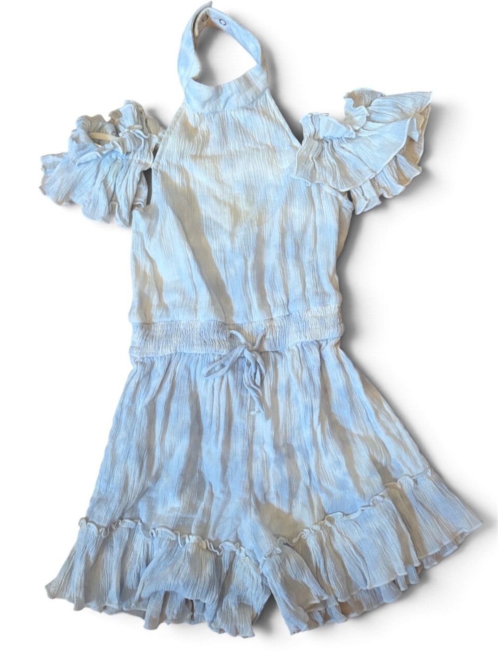Ooh! La, La! Couture Light Blue Ruffled Halter Romper